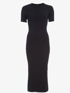 Naked Wardrobe Black Crewneck Bodycon Midi Dress Medium M